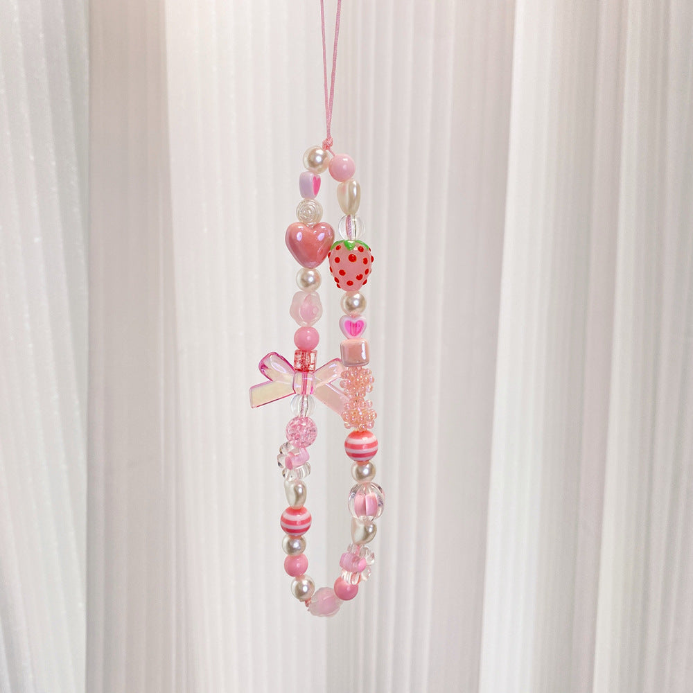 Resin Strawberry Phone Lanyard Beads For Safe Grip Decor
