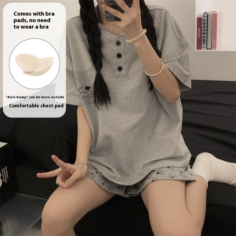 Cartoon Cute Loungewear Can Be Worn Outside With Chest Pad