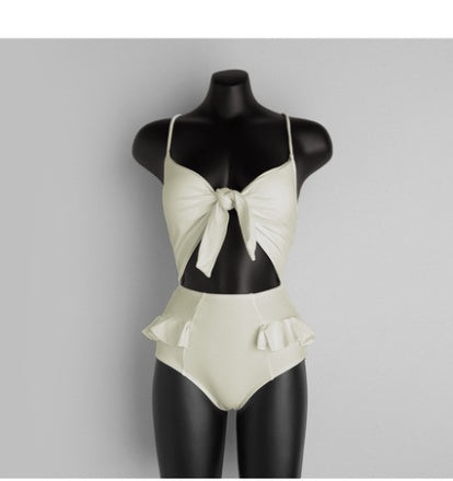 High waist bow hot spring swimming costume