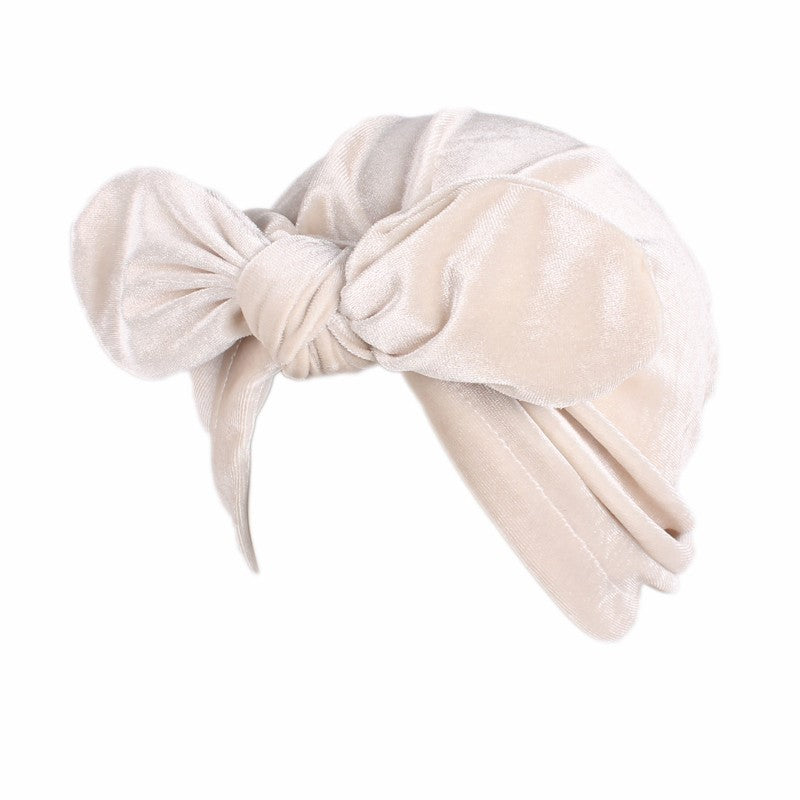 Wild Style Monochrome Velvet Rabbit Ears Dome Turban Hat