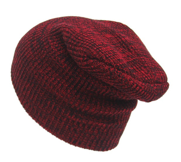 Warm Mixed Color Striped Wool Knitted Cap with Earmuffs