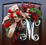 Christmas Letter Wreath Door Hanging Decoration
