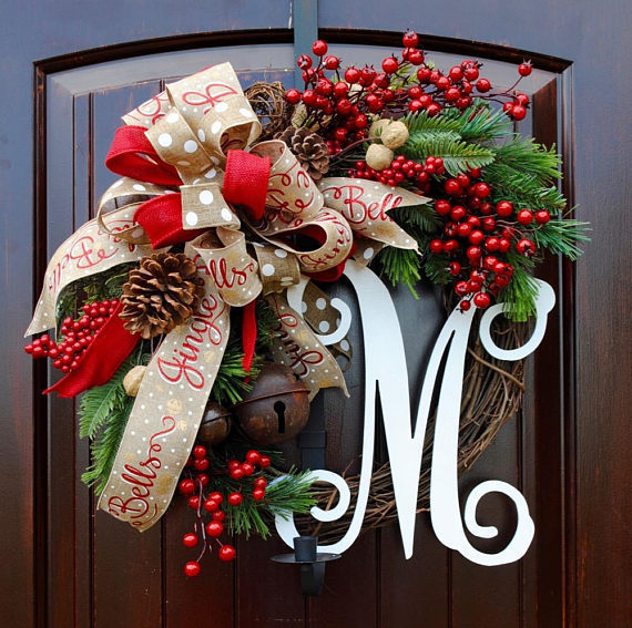 Christmas Letter Wreath Door Hanging Decoration