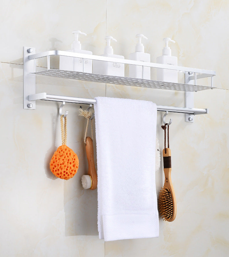 Bathroom Shelf with Towel Rack – Wall-Mounted Storage & Towel Holder