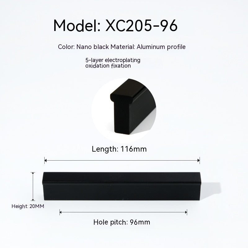 Cabinet Door Black Metal Handle One-word Lengthened