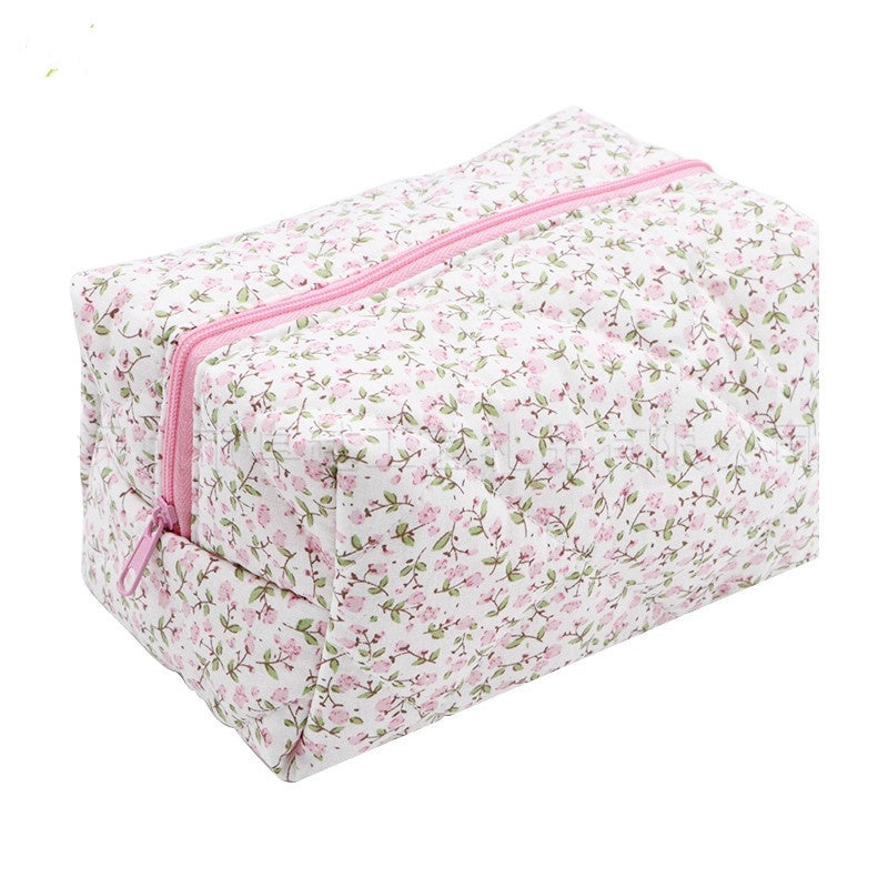 Floral Travel Makeup Bag – Zipper Pouch for Skincare & Cosmetics