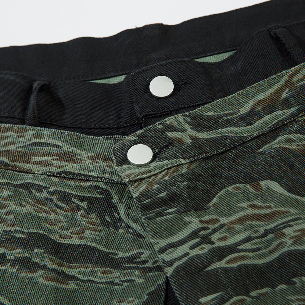 Men's Tiger Print Camouflage Shorts Cotton Loose Fit