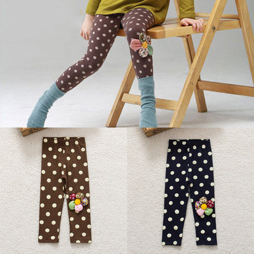 Spring And Autumn Children's Clothing Sweet Girls' Polka Dot Cotton Leggings