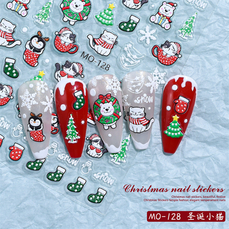 Christmas Relief Nail Stickers Paper Tape Adhesive Waterproof
