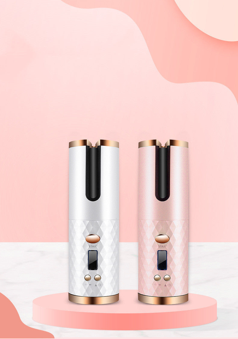 Rechargeable Automatic Hair Curler – LCD Ceramic Rotating Curling Iron