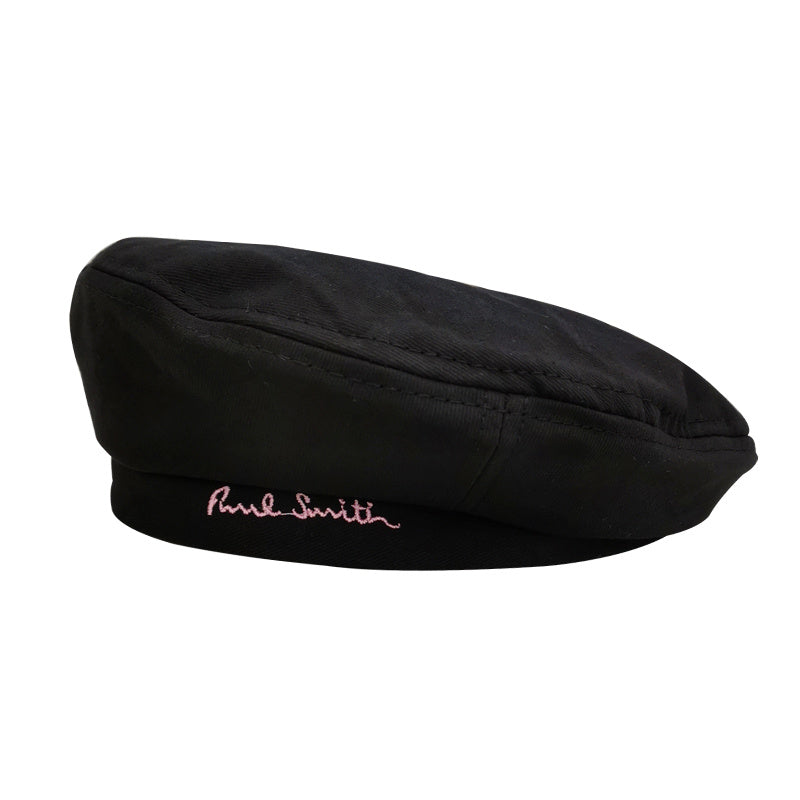 Japanese Black Letter Embroidery Beret Female Autumn and Winter British Retro