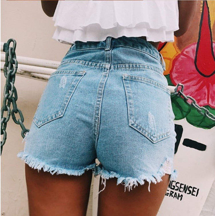 Women's Retro Ripped Denim Shorts