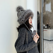 All-match Cute Woolen Knitted Ear Caps Plus Velvet Thick Winter