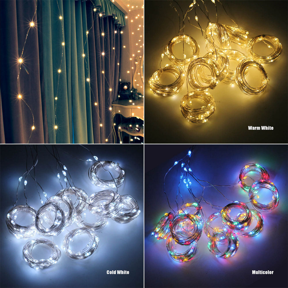 LED Curtain String Lights USB Powered Window Garland Decoration