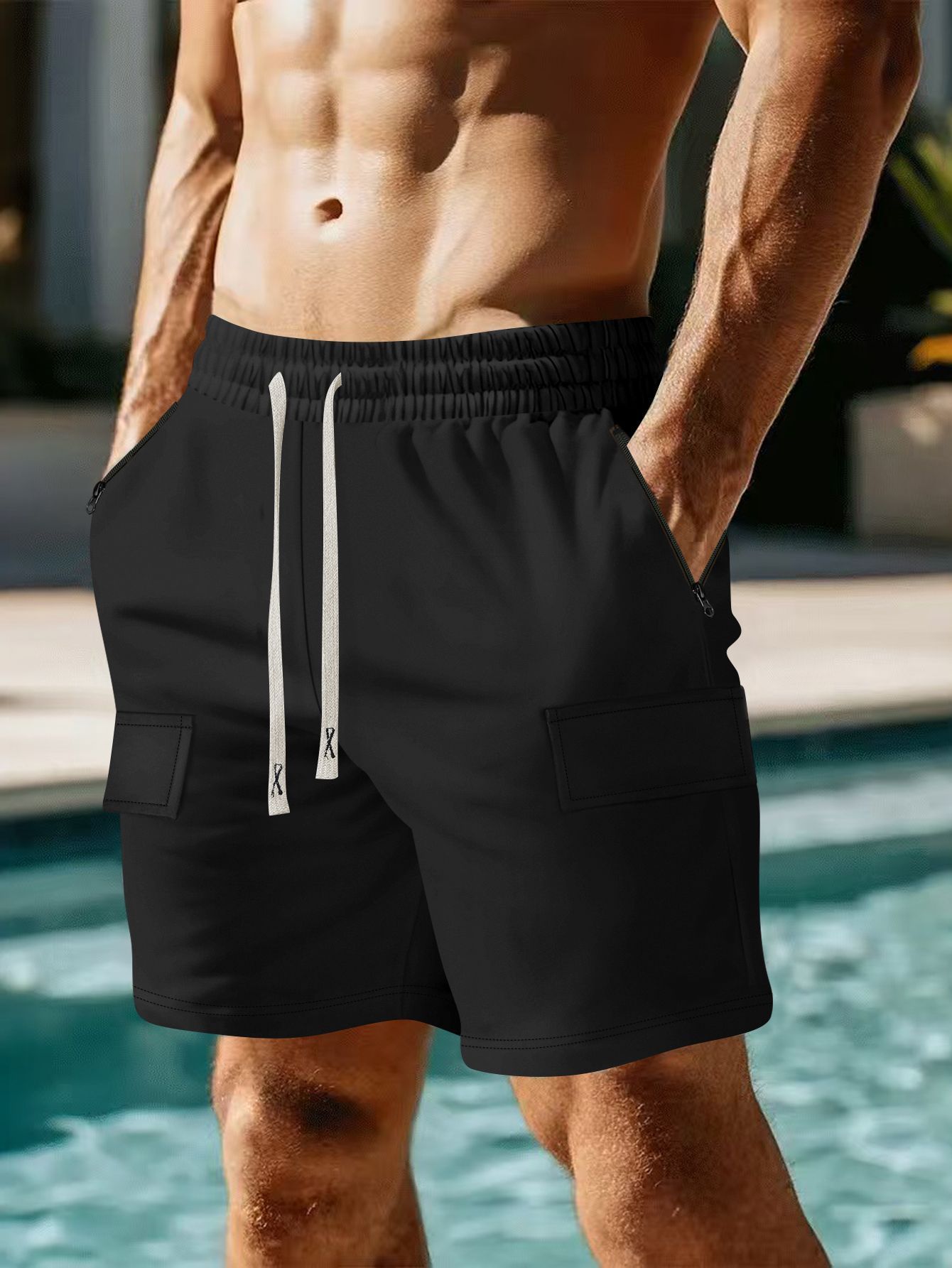 Casual Multi-pocket Workwear Shorts Lace-up Five-point Men