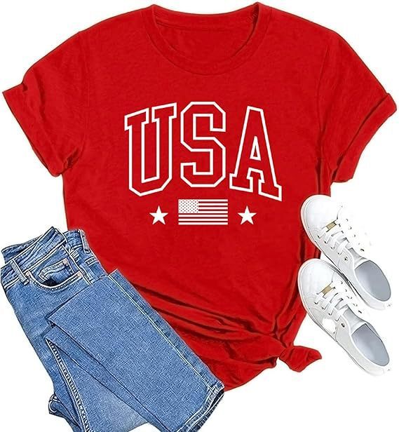 3D Digital Printing American Flag Women T-shirt