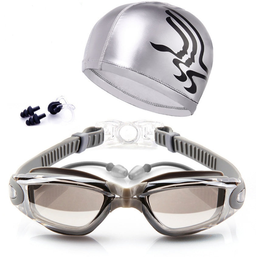HD Waterproof And Anti-fog Swimming Goggles For Men And Women With Large Frame Electroplating Goggles