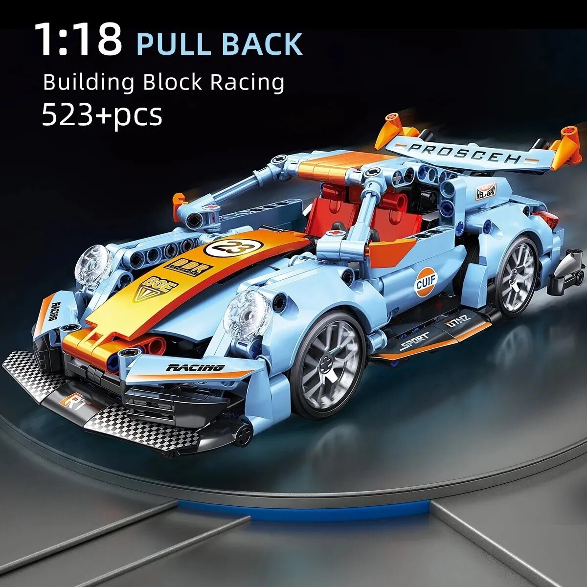 Racing Puzzle High Difficulty Children And Boys Rebound Car Technology Parts 523pcs Sports Car Assembly Block Toys