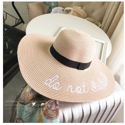 Elegant Embroidered Women’s Straw Large Cap
