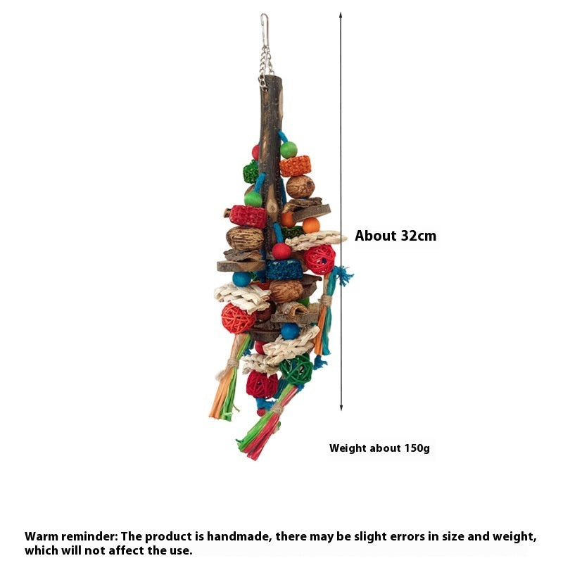 Parrot Natural Material Chewing Toy – Colorful String Combination for Stress Relief and Boredom Reduction
