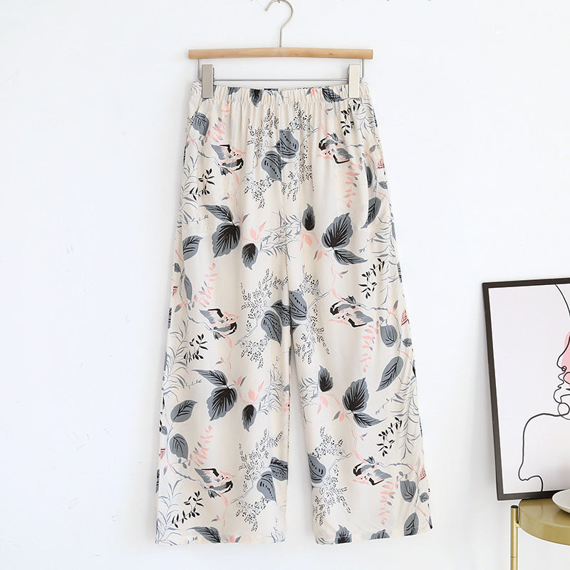 Women’s Lounge Pants – Loose Casual Home Trousers, Soft Elastic Waist with Pockets