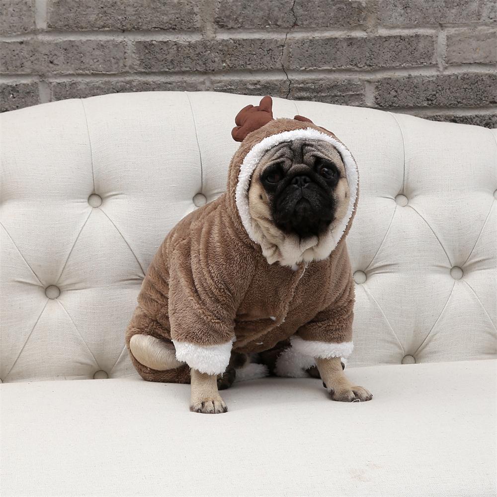 Elk-Patterned Double-Padded Dog Winter Coat