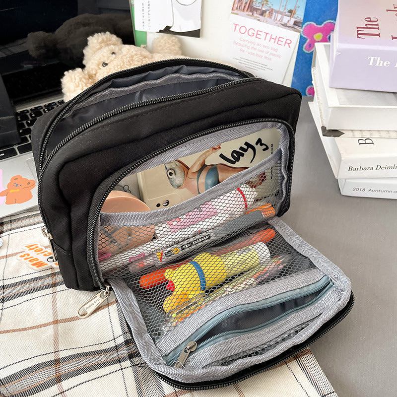 Simple Large Capacity Pencil Case – Girl Student School Supplies Organizer