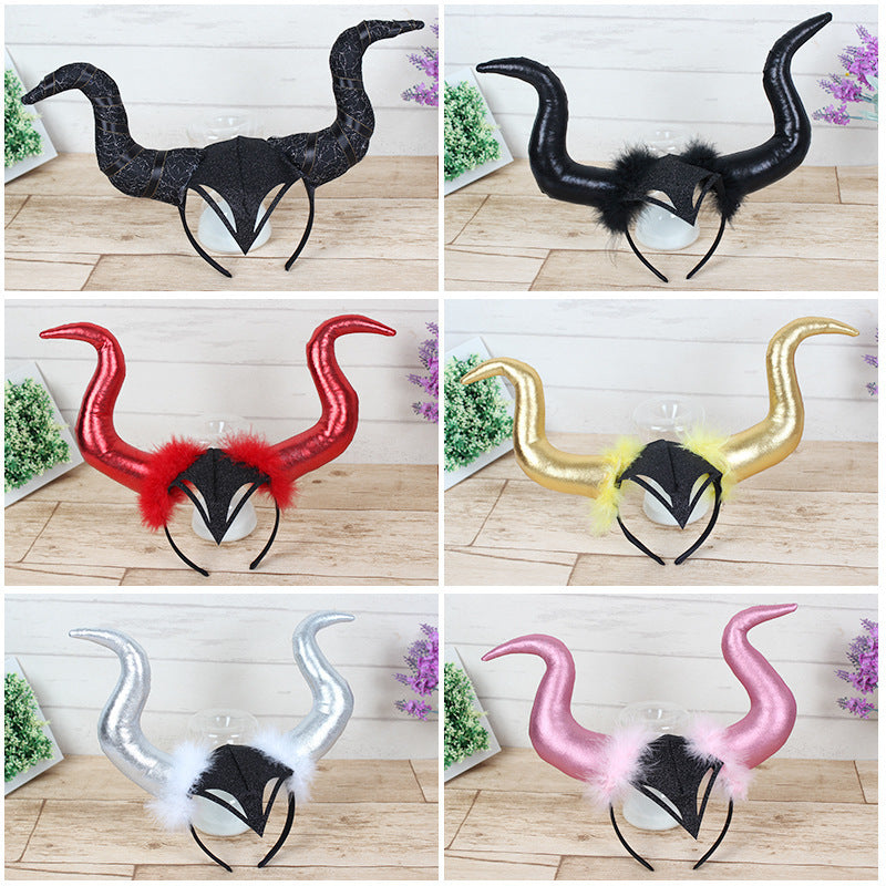 Halloween Ghost Festival Decoration Headdress Dance Party Props Large Horn Headdress