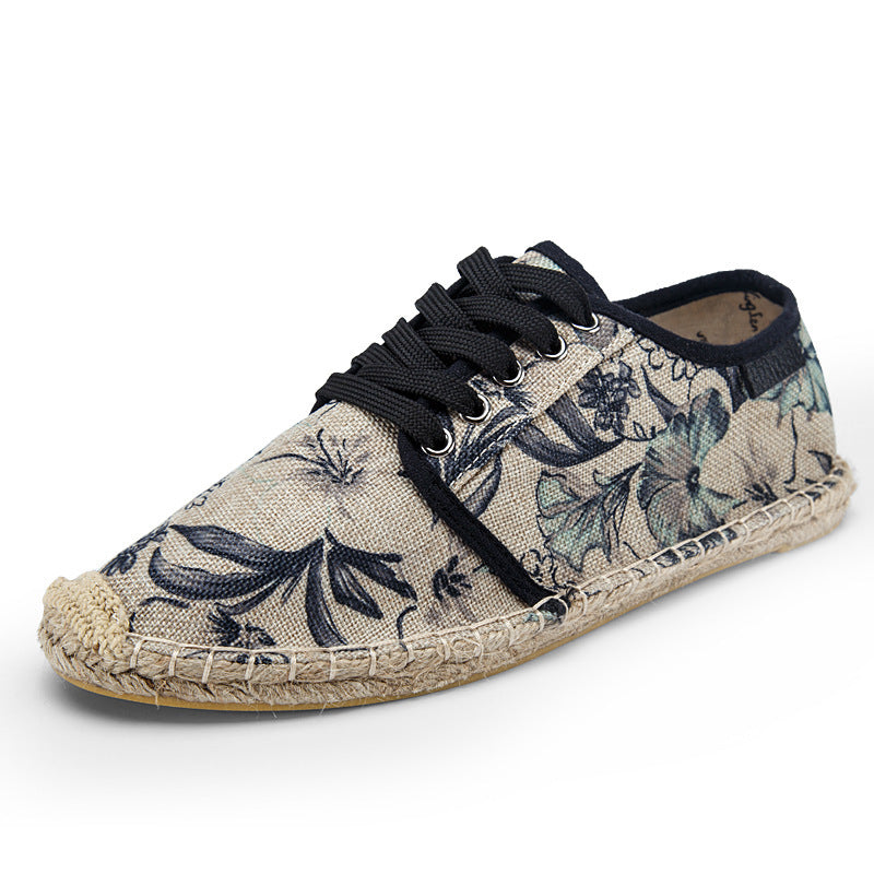 Straw canvas shoes couple models lazy shoes