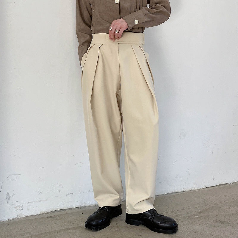 Men’s High Waist Straight Tube Harem Pants – Loose Casual Trousers