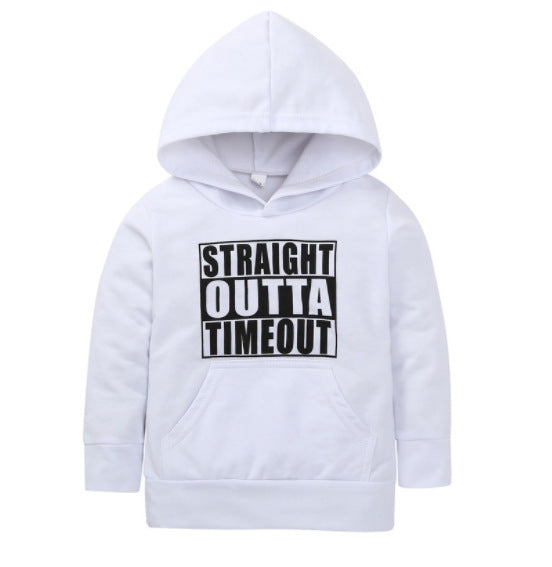 Kids Hooded Fleece Letter Print Regular Fit Casual Top