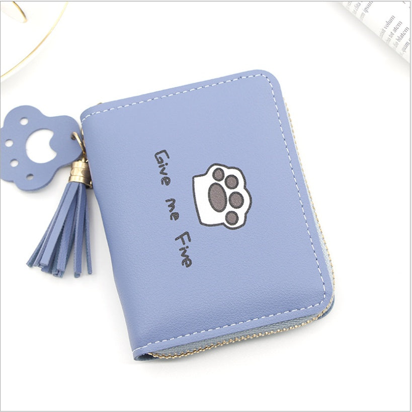 Slim PU Leather Cat Pattern Card Wallet Women Chic