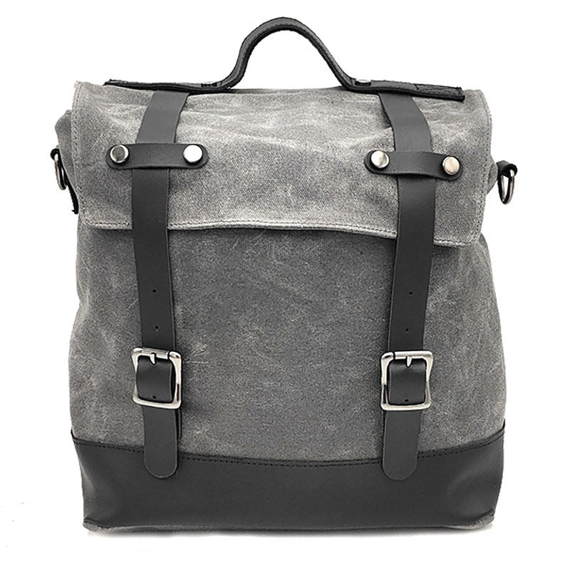 Unisex Waterproof Canvas Motorcycle Side Bag Large Capacity