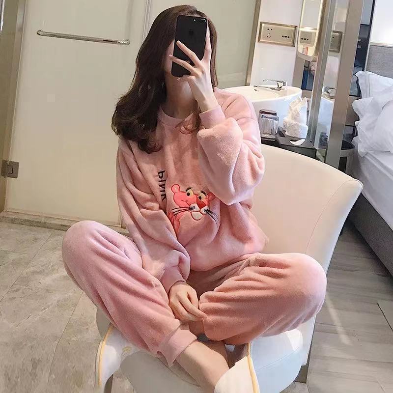 Women's Korean Style Flannel Fleece Loungewear Relaxed Fit