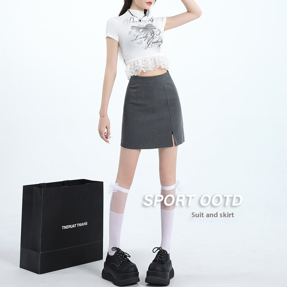 Women’s Fresh & Sweet College Style Mini Skirt – Solid Color High-Waist Casual Skirt