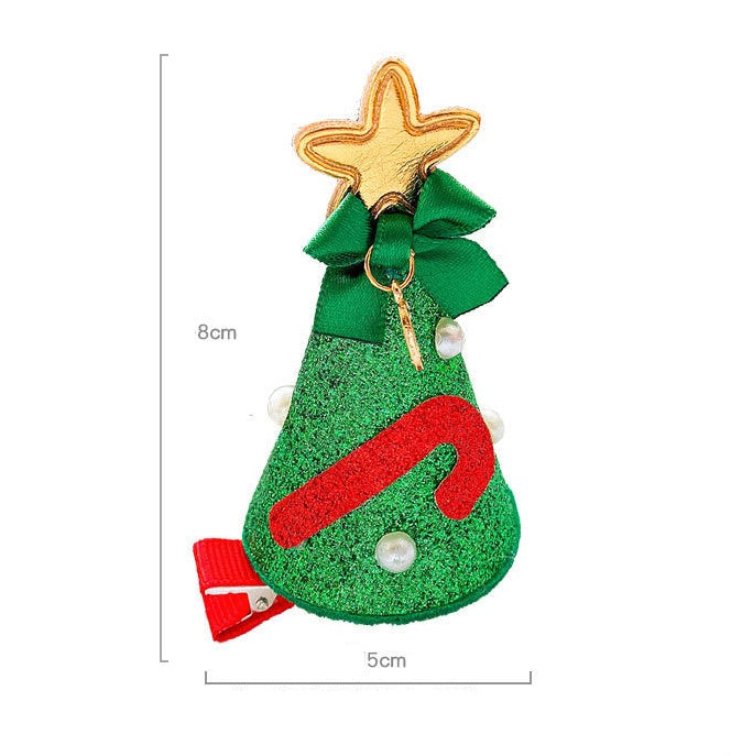 Handmade Cloth Christmas Antler Hairpin with Festive Plush Hat