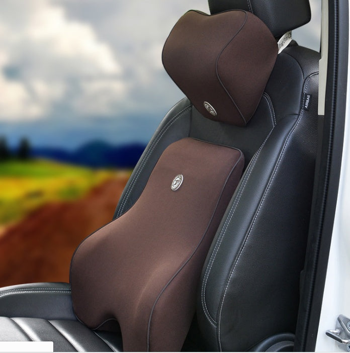 Memory Foam Car Lumbar & Neck Pillow Set – Slow Rebound, 4-Season