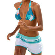 Women’s Gradient Open Back Bikini Set – Sexy Polyester Swimwear