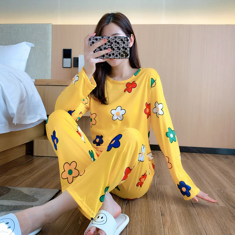 Cute Long-Sleeved Trousers Cartoon Student Pajamas Home Service Suit