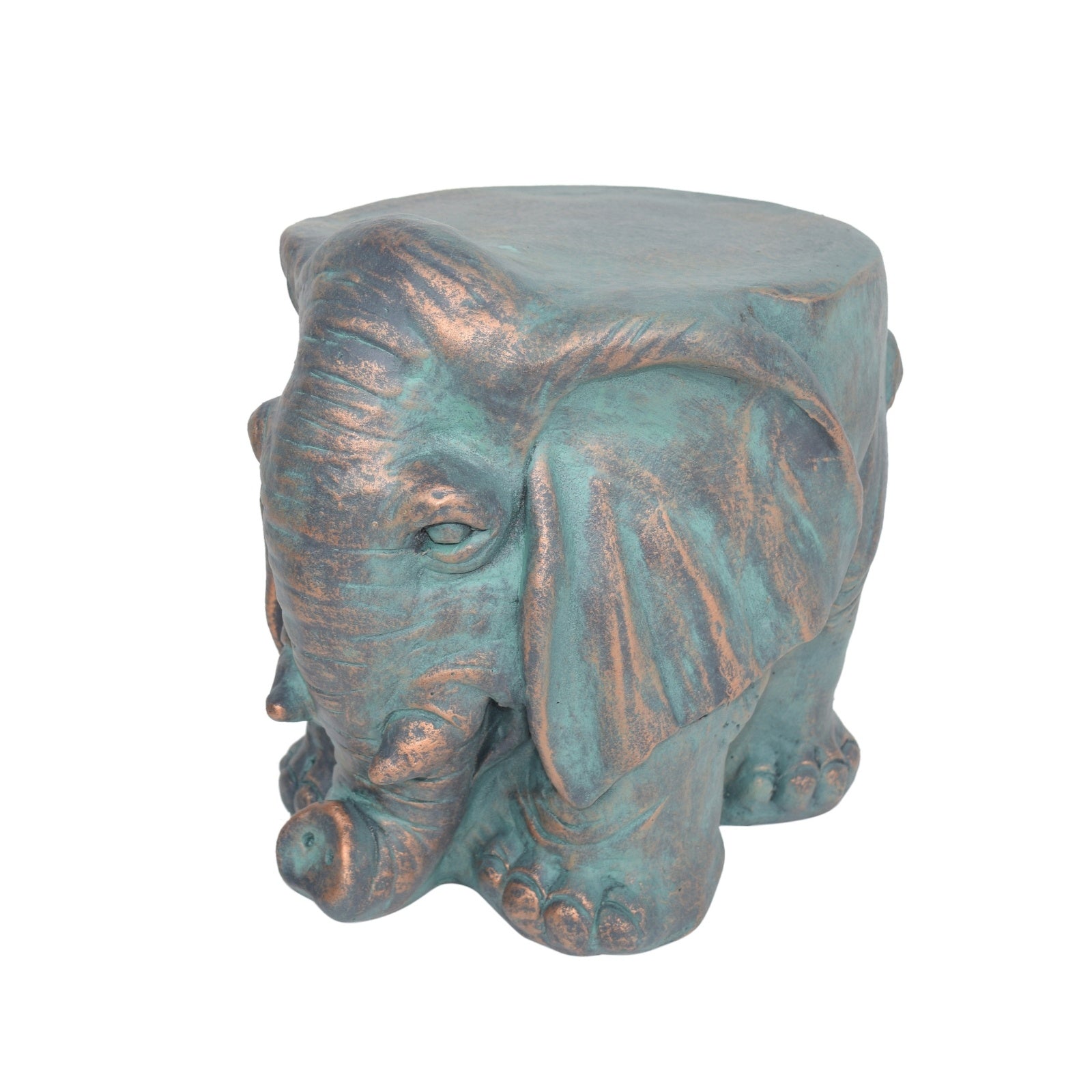 Elephant Garden Stool, Copper Patina