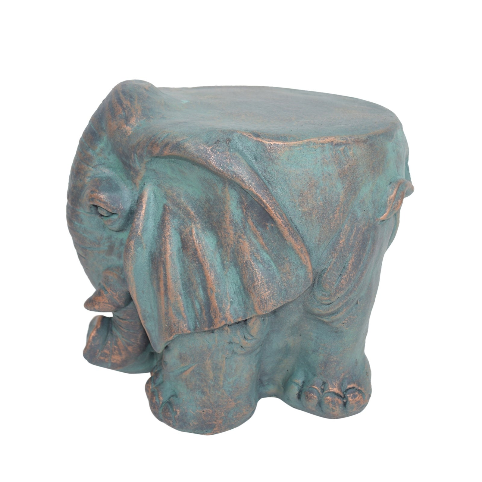Elephant Garden Stool, Copper Patina