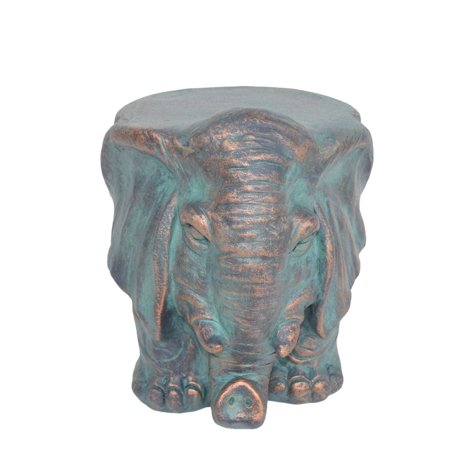 Elephant Garden Stool, Copper Patina