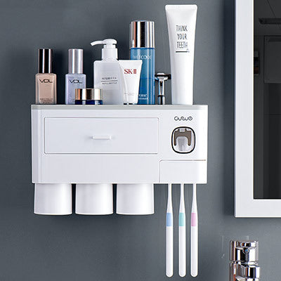 Safe PP Plastic Magnetic Toothbrush Holder With Drawer
