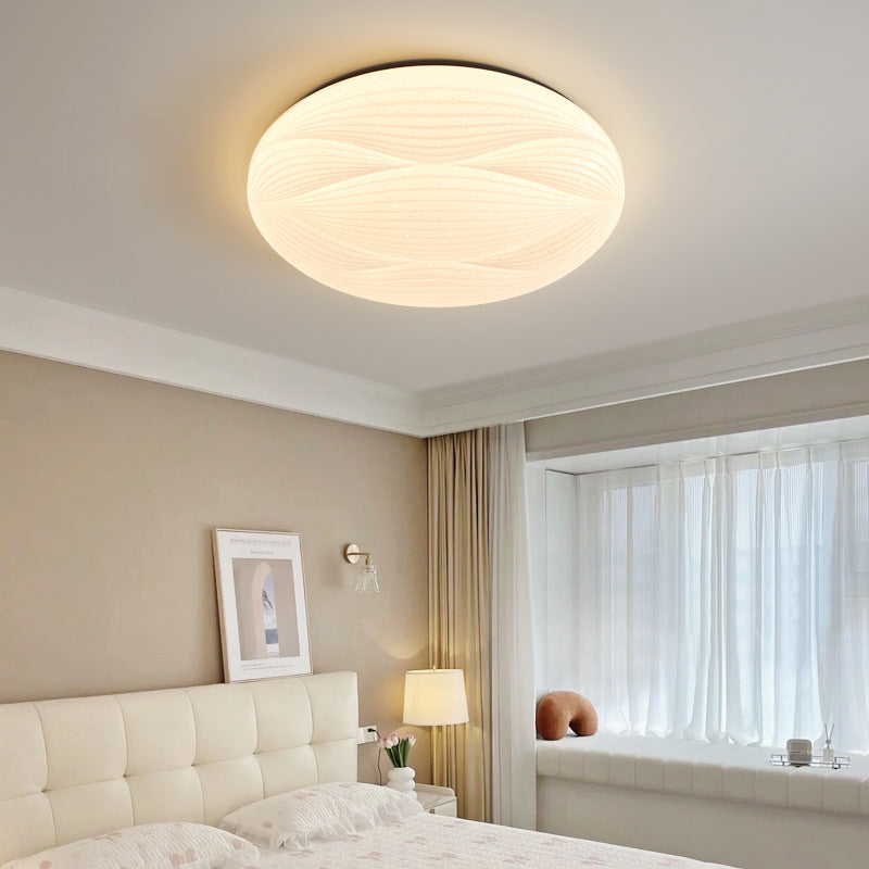 Modern Light Luxury Atmospheric Cream Style Copper Round Ceiling Lamp