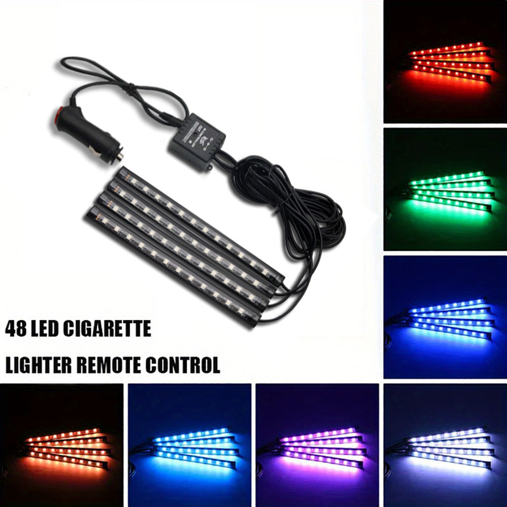 Auto LED RGB Interior Atmosphere Strip Light, Decorative Foot Lamp with USB, Wireless Remote, Music Control, and Multiple Modes