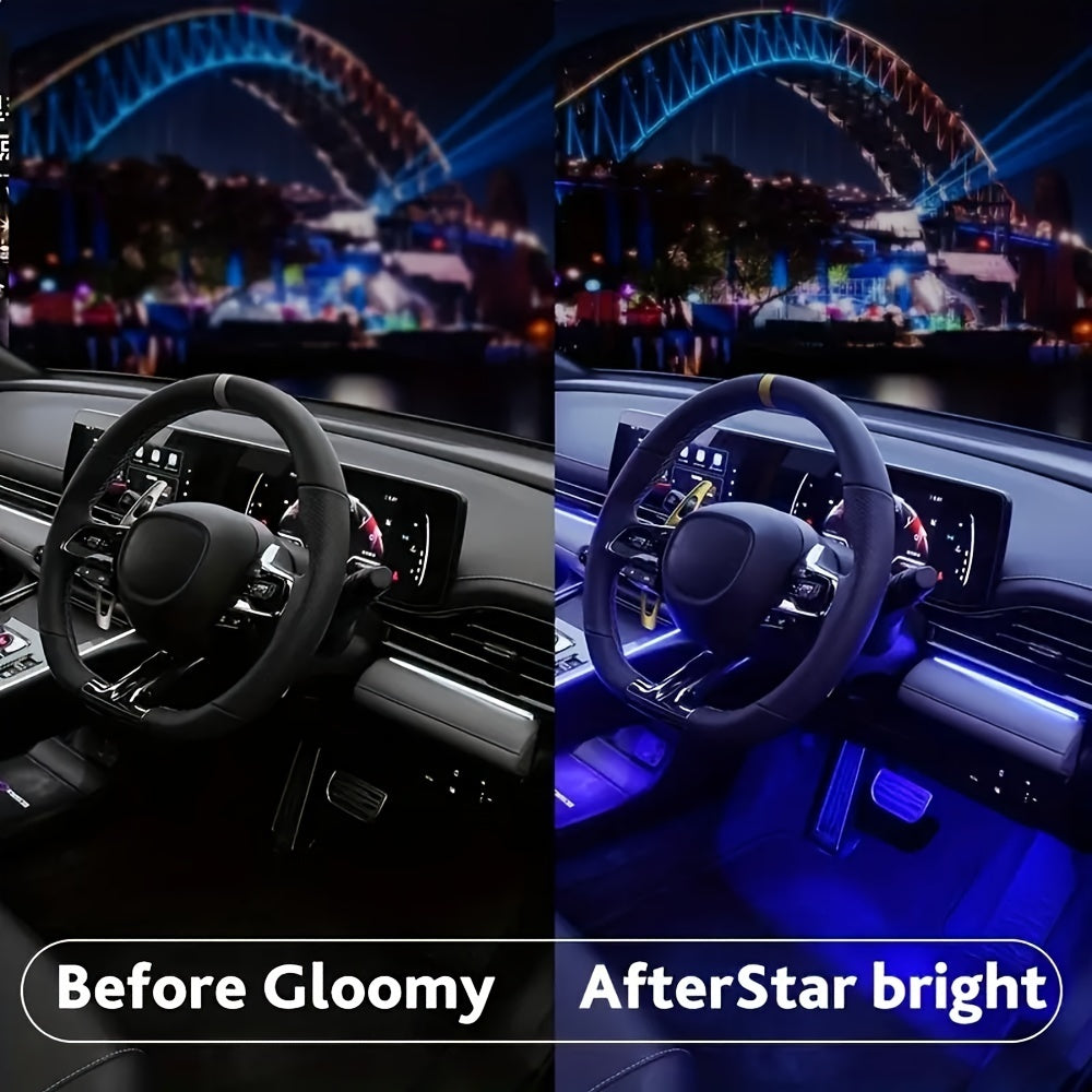 Auto LED RGB Interior Atmosphere Strip Light, Decorative Foot Lamp with USB, Wireless Remote, Music Control, and Multiple Modes
