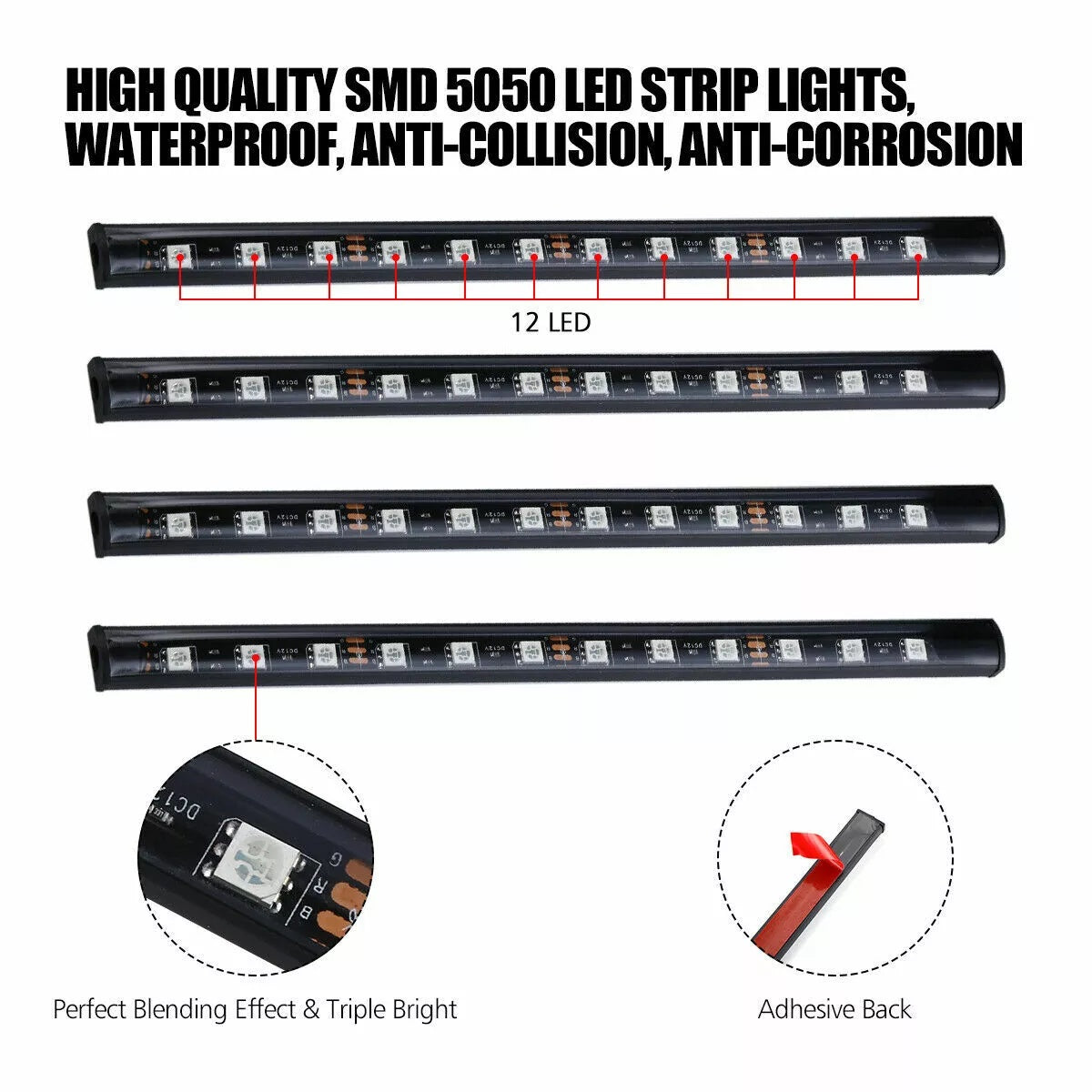 Auto LED RGB Interior Atmosphere Strip Light, Decorative Foot Lamp with USB, Wireless Remote, Music Control, and Multiple Modes