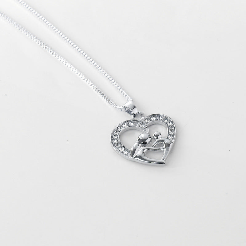 Mother Daughter Love Hollow Diamond Necklace