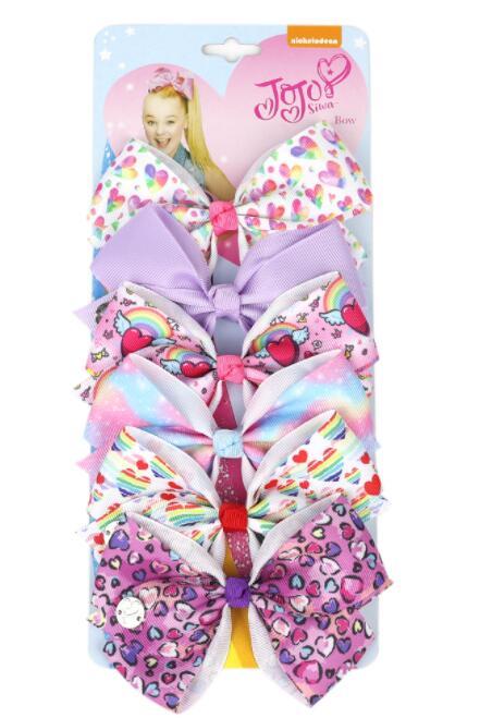 JOJO Style 5-Inch Bow Hairpin Set for Girls – 6-Piece Colorful Hair Clip Collection