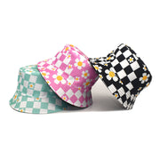 Korean Style Chessboard Plaid Bucket Hat